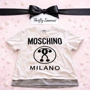 Moschino Kids White and Black Graphic Tee